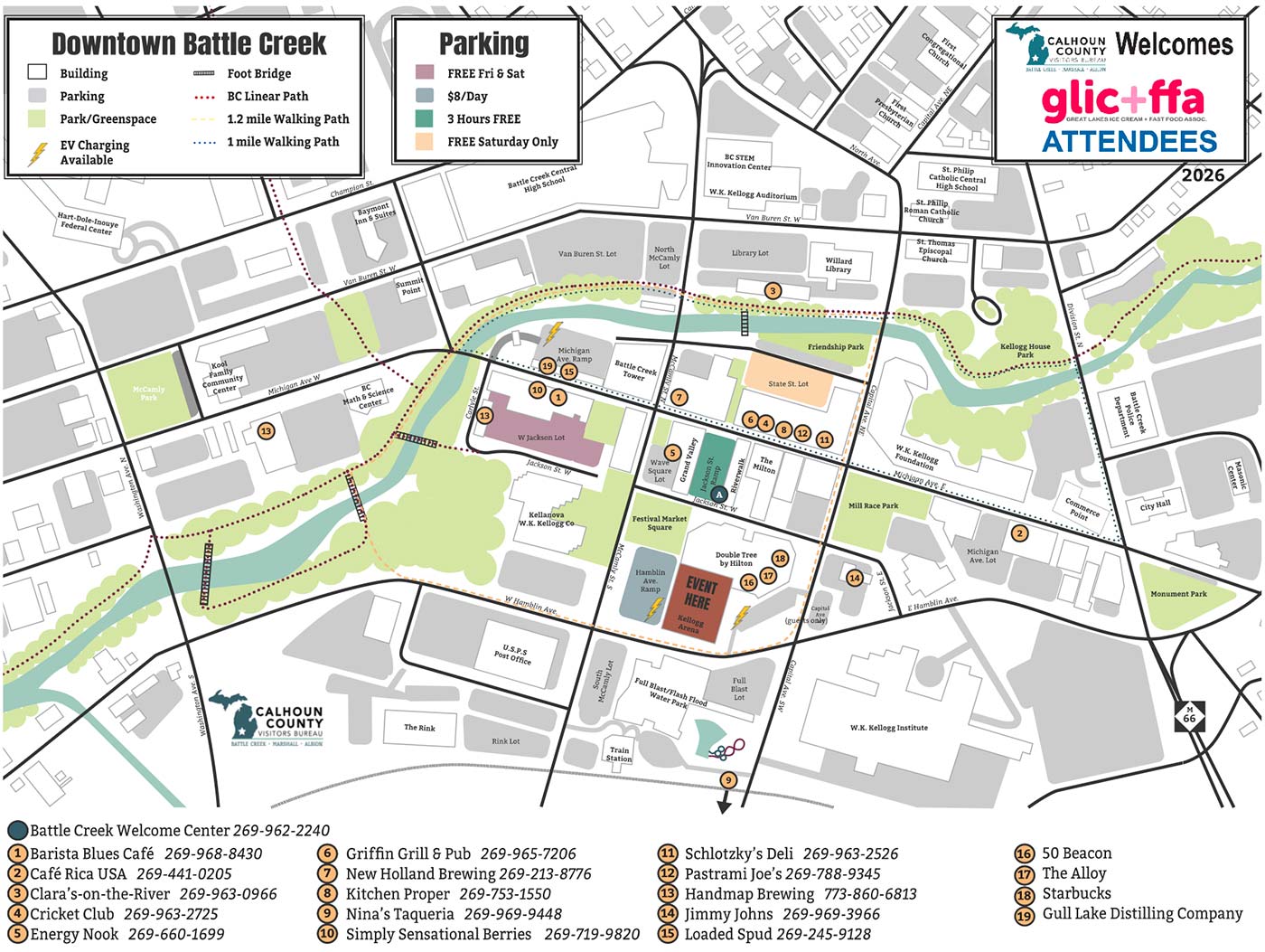glic+ffa convention battle creek parking map